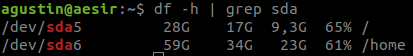 df -h | grep sda